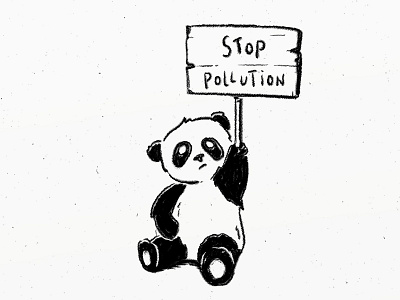 Pablo the Panda environment illustration panda pollution protest