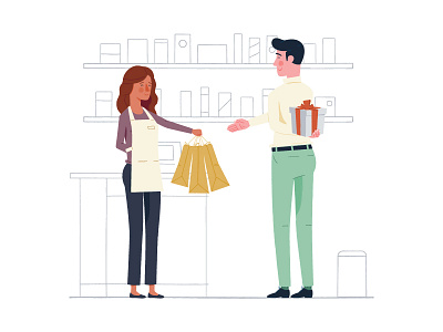 Leverage Customer Delight associate bags business customer illustration present shelf shopping store