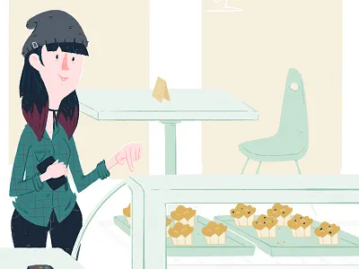 Bakery Pickin bakery business girl illustration muffins shop sweets