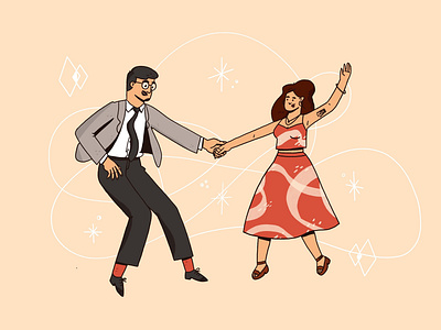 Dancing ✨ boogie couple dancing floating illustration people procreate retro