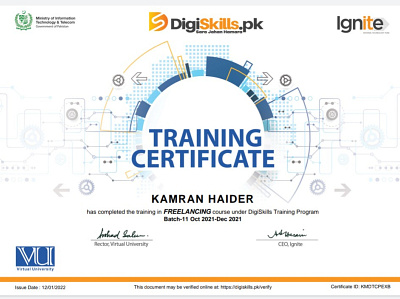 My Official Certifications certificate digiskills freelancing