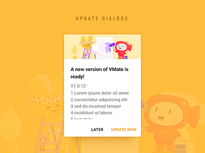 Update Dialogs card design dialogs illustration update version