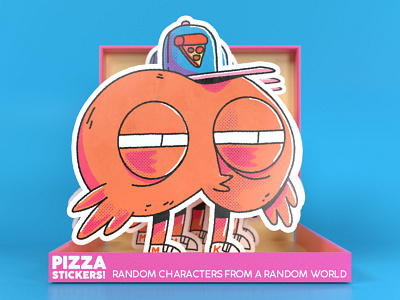 Stickers Pizza Box 2d 3d 3dart character characterdesign cinema4d illustration mockup photoshop pizza