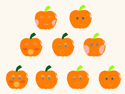 Set of emoji pumpkins branding brush cute drawing emiji face graphic design illustration png pumpkins sticker