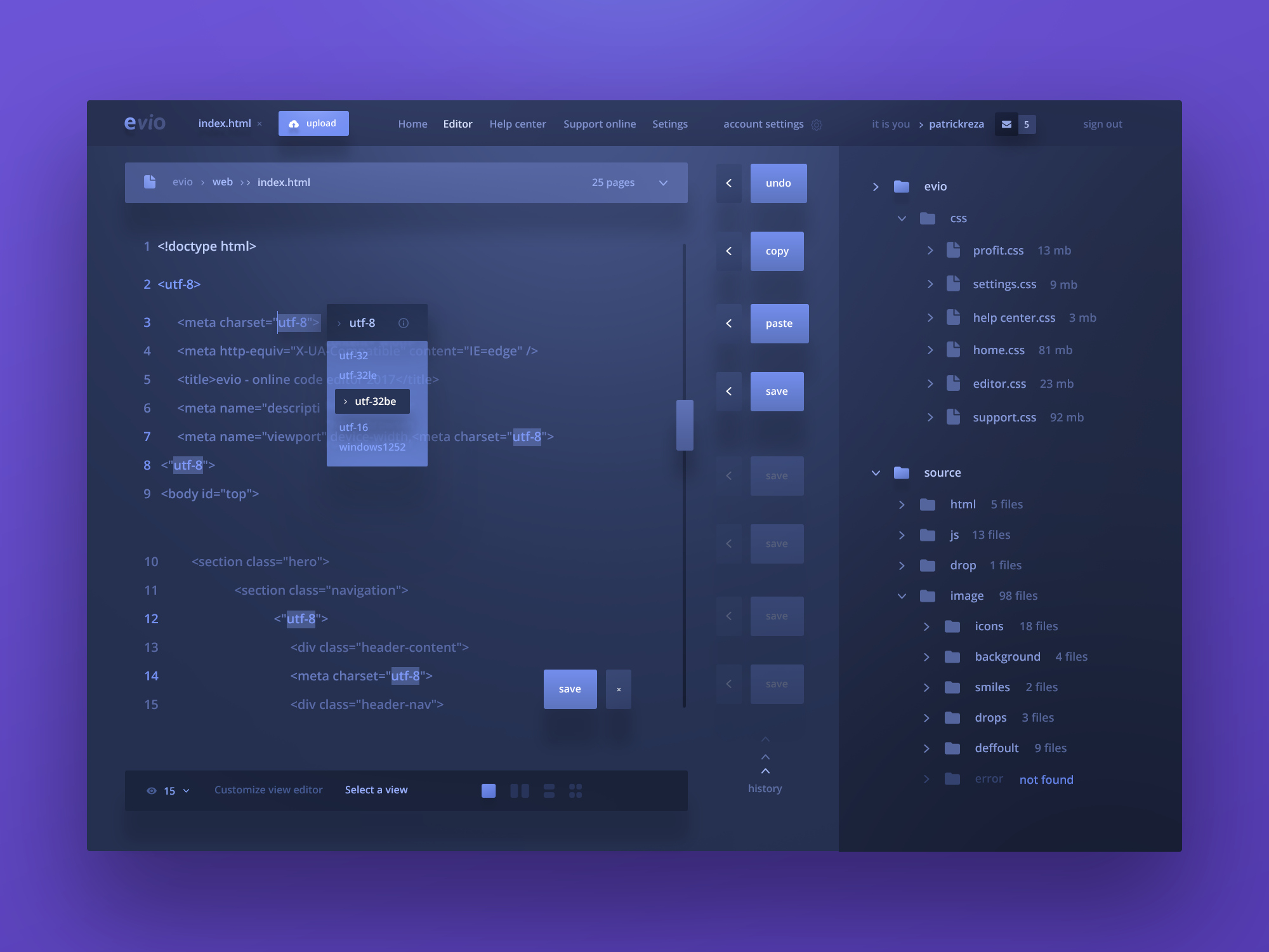 Dribbble Evio online code editor png By Patrickreza