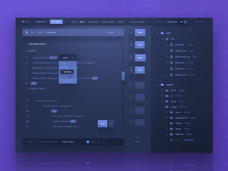 Evio Online Code Editor By Patrickreza On Dribbble