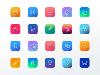 1px Line Icons app colorfull gradient icon mobile new simple ui ux web