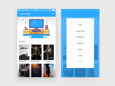 Movies App UI app ui booking card flat design menu movie tickets uiux