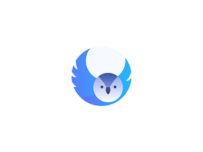 Owl blue illustration. logo owl sharp