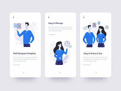 Walkthrough android app blue branding creative design dribbble flat illustration ios layout mobile mock up new 2019 ui vector walkthrough