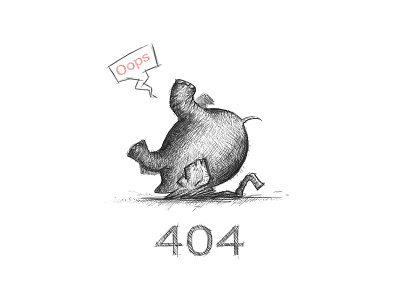 Elephant 404 Web Page 404 black cute elephant sketch warning web white