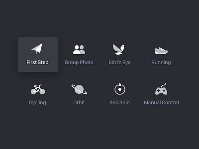 Hover Camera App Icons - New Version bicycle bird camera game group hover icon paper plane planet run shoes