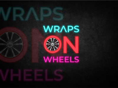 WRAPS on WHEELS - NEON Concept auto industry creative logo neon logo