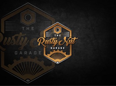 Rusty Nut badge logo creative logo garage logo rusty nut