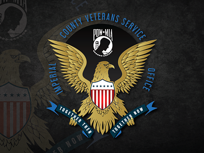 COUNTY VETERANS, TOGETHER THEN TOGETHER NOW emblem logo design tribute veterans