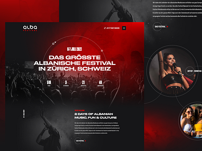Albanian music festival artist bold font culture dark festival homepage design interface music red switzerland ui ux web design website