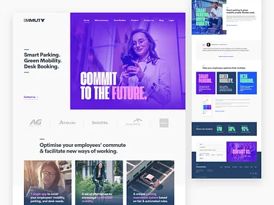 Commuty web design bold commute desk booking homepage mobility pop colors smart parking ui web design