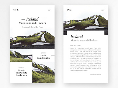 Iceland Minimal Blog app article blog clean green iceland ios island minimal mountain ui « samuel scalzo »