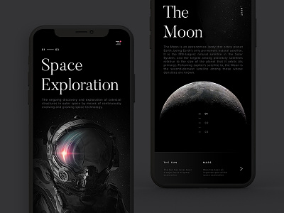 Space Exploration Mobile app clean dark design interaction mobile moon samuel scalzo space uiux