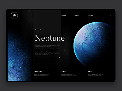 Space Exploration Neptune clean dark interaction layout neptune planet samuel scalzo space ui web web design website