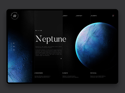 Space Exploration Neptune clean dark interaction layout neptune planet samuel scalzo space ui web web design website