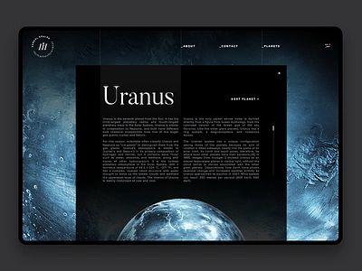 Space Exploration Planet Details clean dark interaction layout planet samuel scalzo space ui uranus web web design website