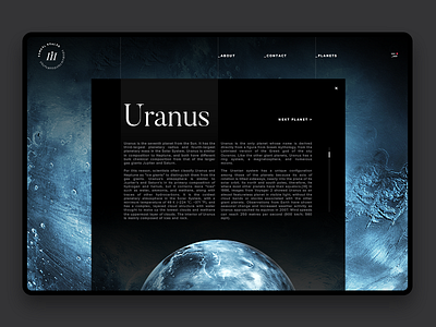 Space Exploration Planet Details clean dark interaction layout planet samuel scalzo space ui uranus web web design website