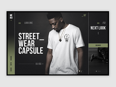 Streetwear UI black camo dark fashion lookbook samuel scalzo streetwear template ui uiux website