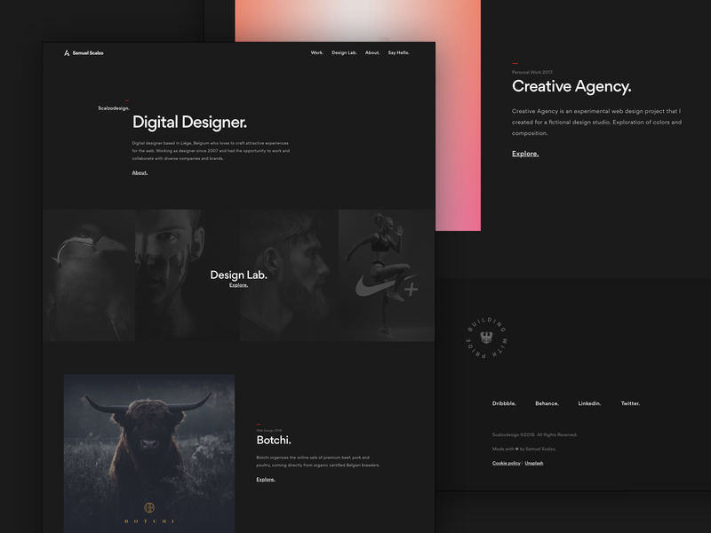 [New] Personal Portfolio dark designer interaction portfolio uiux web design website « samuel scalzo »