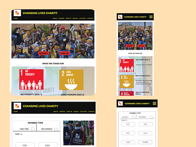 Responsive screens for a charity website