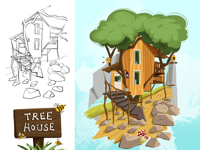 Tree House adobe photoshop art character design childrens books design graphic design illustration picture book procreate tree house vector