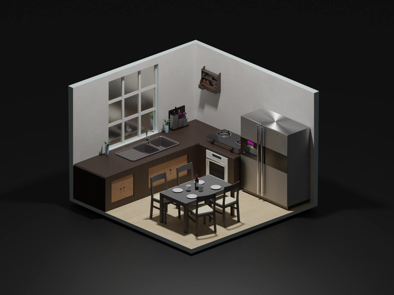 3D Isometric Kitchen by Vinzz on Dribbble