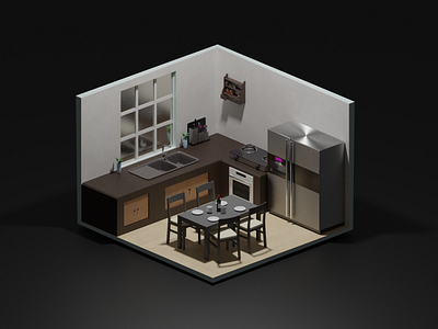 3D Isometric Kitchen 3d branding design graphic design