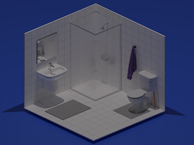 3D Isometric Simple Bathroom 3d branding graphic design ui