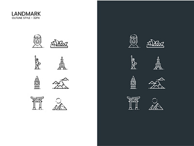 Landmark Icons Set app branding design icon illustration logo typography ui ux vector