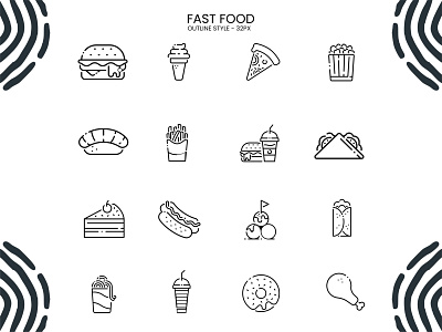 Fast Food Icons Set app branding design icon illustration logo typography ui ux vector