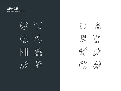 Space Icons Set app branding design icon illustration logo typography ui ux vector