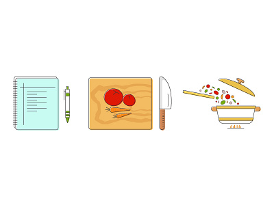 The Cook Book icons chef cookbook cooking createlabs diary knife masterchef pot tomato vegetables