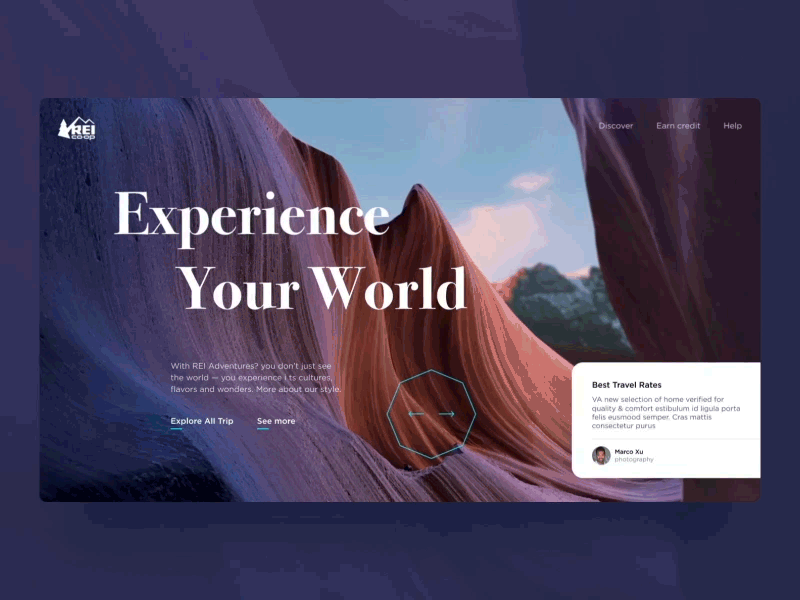 REI concept animation design grid motion typography ui ux website