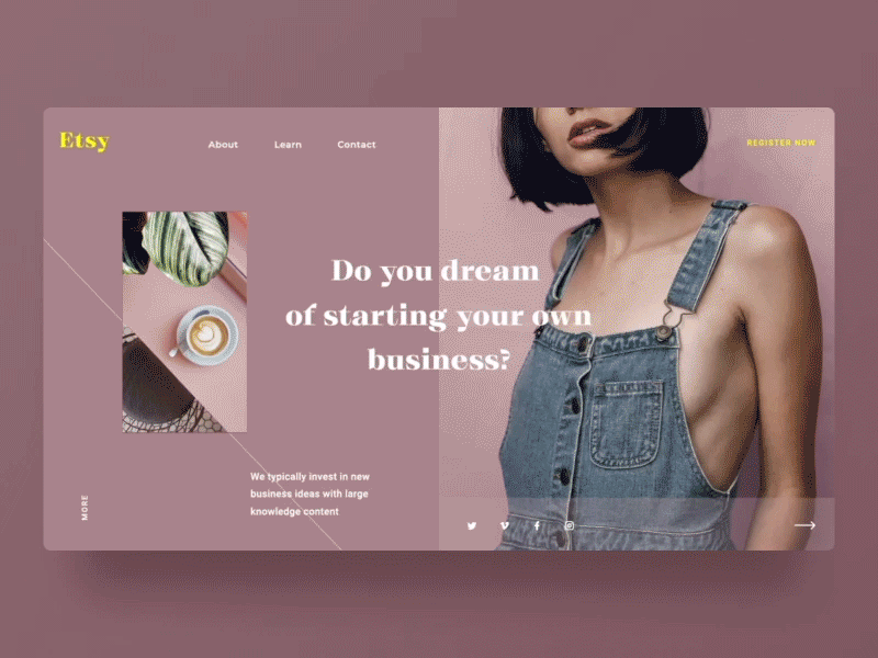 Etsy animation design grid minimal motion promo type typography ui ux web website