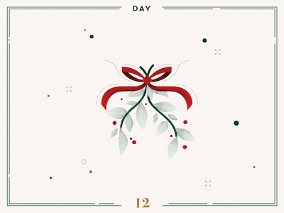 Day 12 🎄😘 Mistletoe Kisses advent calendar christmas christmas decoration christmas illustration christmas mistletoe design illustration ilustracion navidad minimalist mitletoe navidad ribbon vector xmas