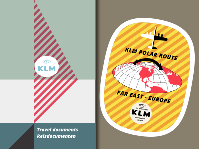 KLM travel documents and sticker aircraft airlines airplane dutch fly klm polar route royal