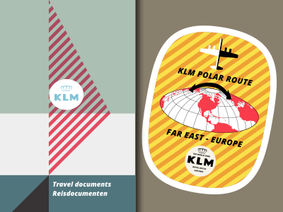 KLM travel documents and sticker