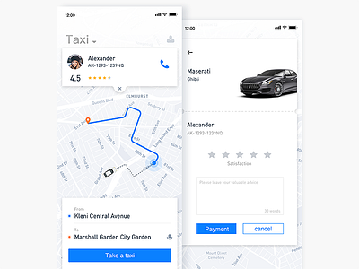 taxi-hailing app app flat ios11 iphonex