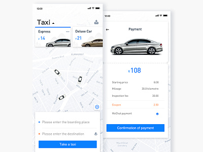 taxi-hailing app-II app flat ios11 iphonex
