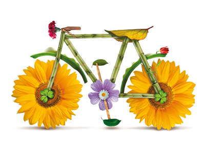 Ecobike bicicletta bike fiori flowers pedali petali yellow