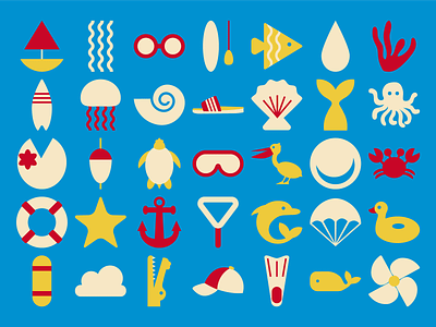 Water Adventure Icons adventure branding design illustration vector water