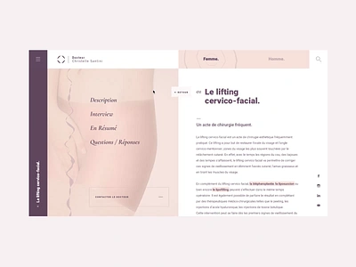 Dr Santini #3 🥼- Sidebar timeline & more details animated animation art direction branding clean concept doctor esthetic interaction interactive interface medical rose surgeon surgery typography ui design ux design webdesign website