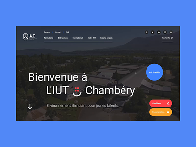 IUT Chambéry #3 🏔 - Freeze transition / Button interaction animation art direction artdirection blue branding concept construction education french interaction interface layouts motion design motion graphics school transition type typography ui ui design