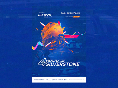 ELMS #4 - Official Race Poster / Silverstone 🏁 🇬🇧 animated animation art direction blue branding championship concept glitch interaction interface motion orange photoshop print race retrofuture typography vhs video game videogame